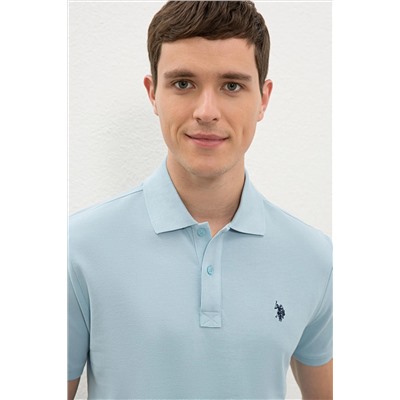 Erkek Açık İndigo Basic Polo Yaka Tişört