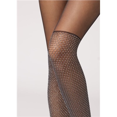 Netzstrumpfhose im Overknee-Stil mit Glitter