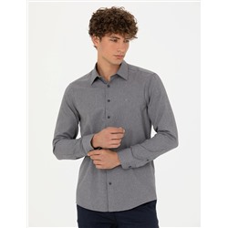 Antrasit Slim Fit Uzun Kollu Gömlek