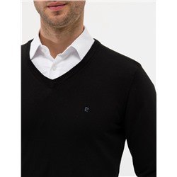Siyah Slim Fit V Yaka Basic Triko Kazak