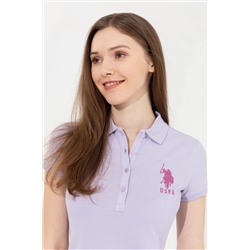 Kadın Lila Basic Polo Yaka Tişört