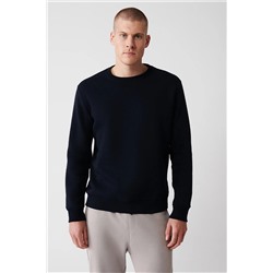 Avva Erkek Lacivert Bisiklet Yaka Içi Polarlı 3iplik Pamuklu Regularfit Standart Kesim Unisex Sweatshirt E001017