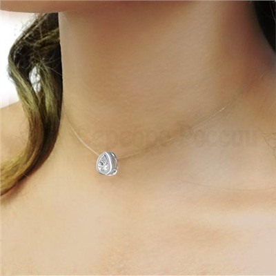 Колье из серебра с фианитом родированное (на леске) 925 пробы 441-10-81р