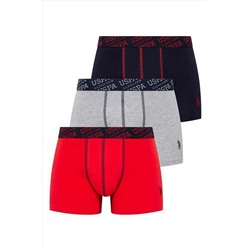 U.S. Polo Assn. Polo Erkek Kırmızı - Gri Melanj - Lacivert 3 Lü Boxer P20378S8162