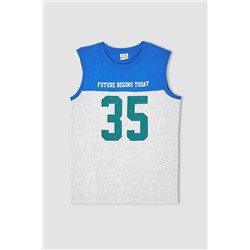 Defacto Erkek Çocuk Regular Fit Bisiklet Yaka kKısa Kollu Pamuklu Penye Atlet X8343A622SM