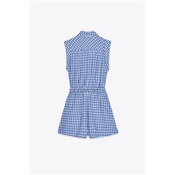 SHORT CHECKED JUMPSUIT