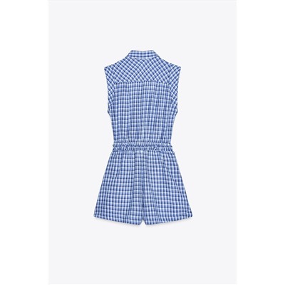 SHORT CHECKED JUMPSUIT