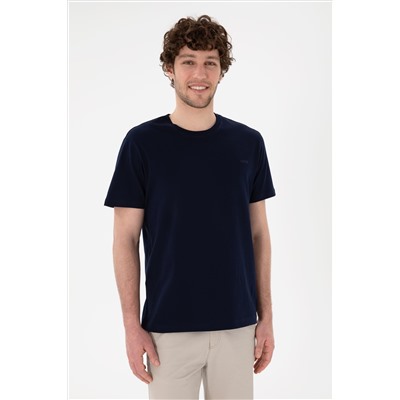 Erkek Regular Fit Bisiklet Yaka Lacivert Basic Tişört