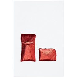 Monedero y bandolera Rojo