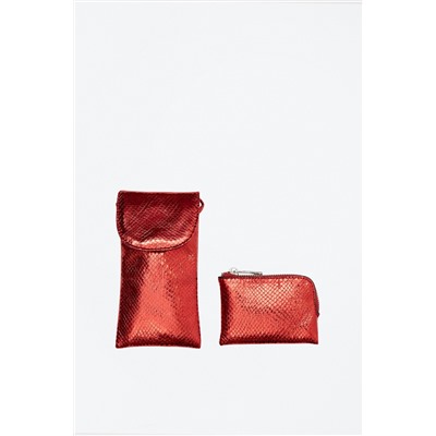 Monedero y bandolera Rojo