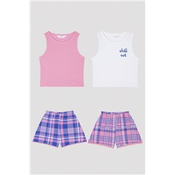 Penti Kız Çocuk Kareli 2li Pijama Takımı PNBH9FJ823IY-MIX