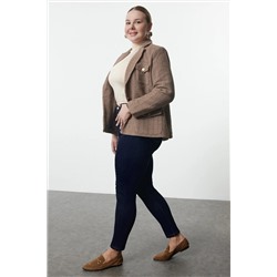 Koyu Mavi Yüksel Bel Toparlayıcı Büyük Beden Skinny Jeans TBBAW25CJ00016
