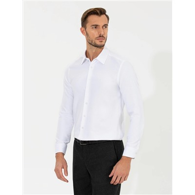Beyaz Slim Fit Uzun Kollu Gömlek