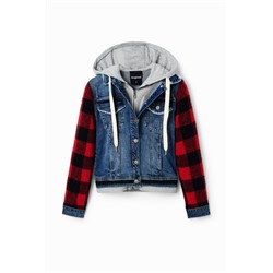 Chaqueta vaquera mangas cuadros