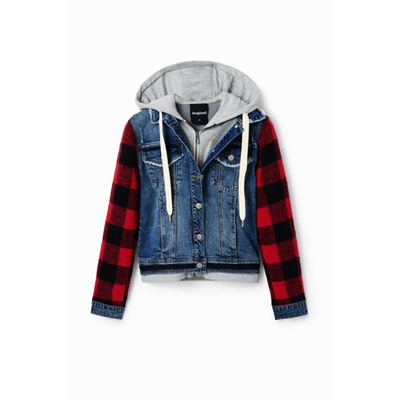 Chaqueta vaquera mangas cuadros