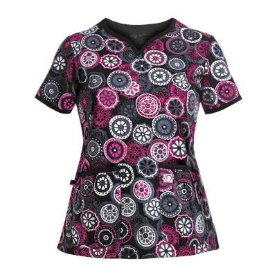 Peaches Scrubs Retro Spirit Print Top