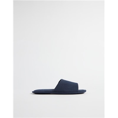 Bedroom Slippers, Men, Dark Blue
