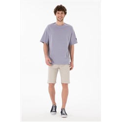Erkek Oversize Fit Bisiklet Yaka Gri Tişört