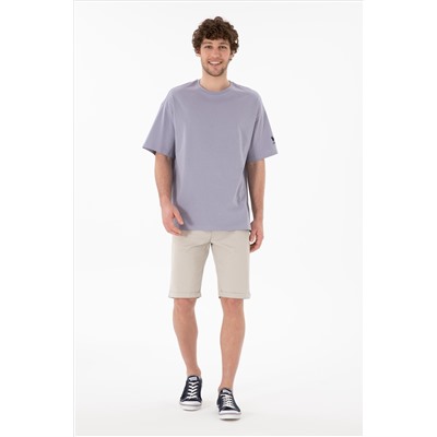 Erkek Oversize Fit Bisiklet Yaka Gri Tişört