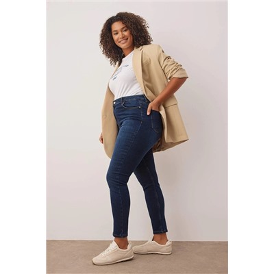 Koyu Mavi Yüksek Bel Esnek Skinny Jeans TBBAW23JE00000