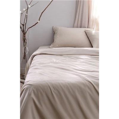 Loris King Size %100 Pamuk Nakışlı Nevresim Takımı - Bej