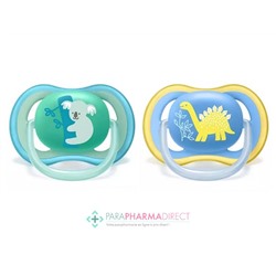 Avent Sucettes Ultra Air 18 mois+ Koala & Dinosaure x2