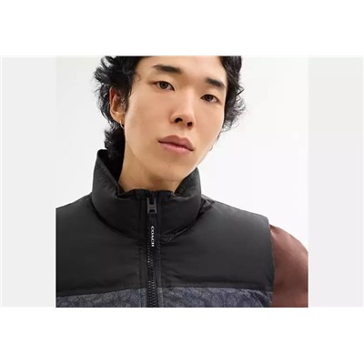Signature Down Vest In Recycled Polyester