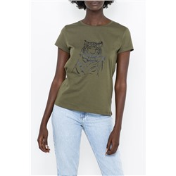 Camiseta de algodón orgánico Caqui