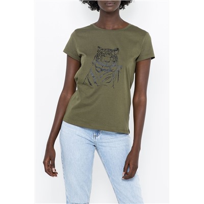 Camiseta de algodón orgánico Caqui