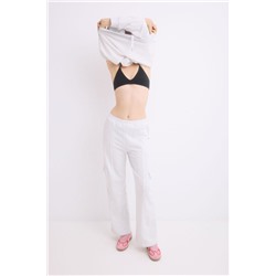 Pantalón largo flare felpa gris