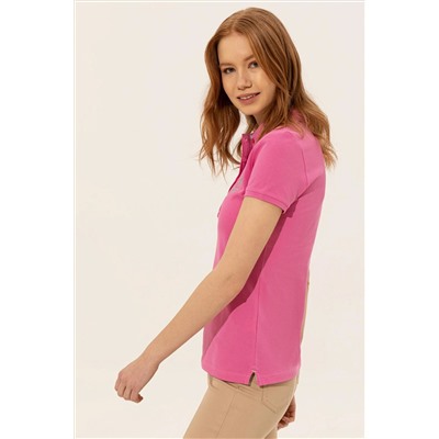 Kadın Pembe Basic Polo Yaka Tişört