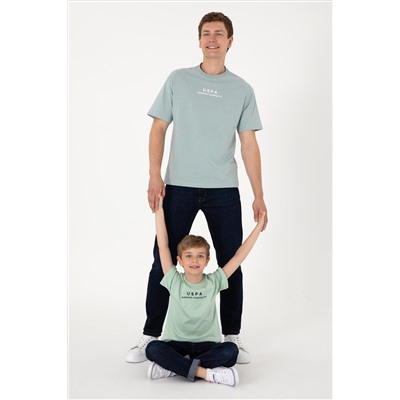 Erkek Comfort Fit Bisiklet Yaka Su Yeşili Tişört