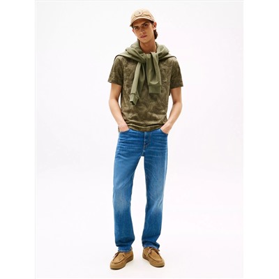 Allover Leaf Print Pocket T-Shirt