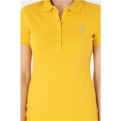 Kadın Safran Polo Yaka Mini Boy Örme Elbise