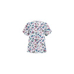 UA Boho Butterfly White Scrub Top