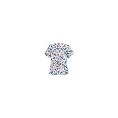 UA Boho Butterfly White Scrub Top
