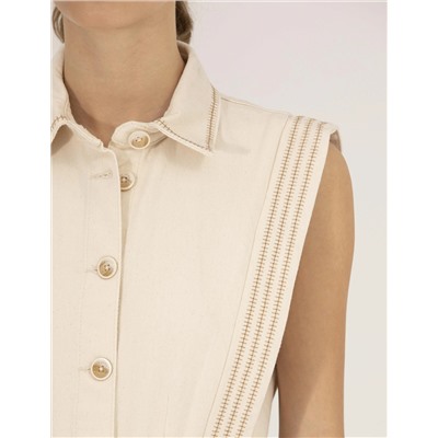 Krem Comfort Fit Dokuma Tulum