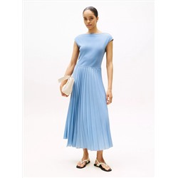 Fit-and-Flare Pleated Midi Dress