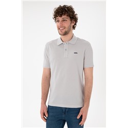 Erkek Regular Fit Polo Yaka Açık Gri Basic Tişört