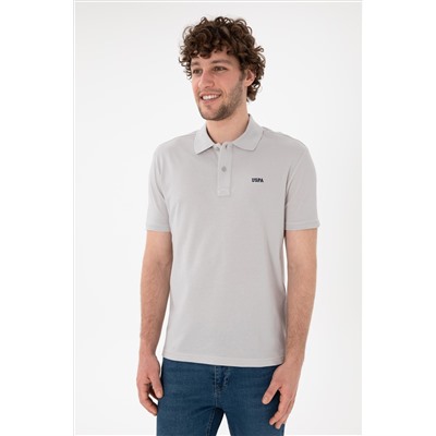 Erkek Regular Fit Polo Yaka Açık Gri Basic Tişört