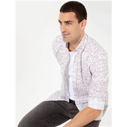 Bej Slim Fit Uzun Kollu Gömlek