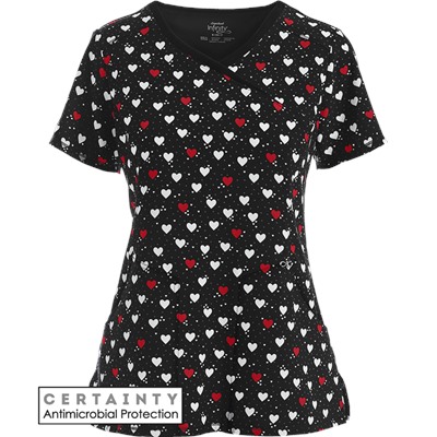 Cherokee Infinity Scrubs Lots Of Love Antimicrobial Print Top