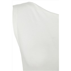 Ekru Çizgili Premium Yumuşak Kumaşlı Fitted Kayık/Madonna Yaka Esnek Örme Bluz TBBSS25AF00029