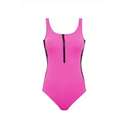 U.S. Polo Assn. Kadın Pembe U Yaka Fermuarlı Mayo 21514