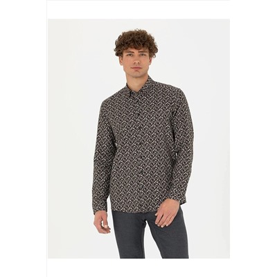 Pierre Cardin Siyah Slim Fit Uzun Kollu Gömlek ELİFSU BUTİKHOME 1705000.VR046 ELİFSU BUTİKHOME