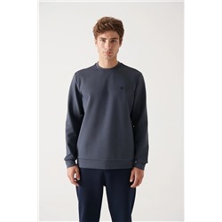 Avva Erkek Antrasit Bisiklet Yaka Esnek Yumuşak Doku Interlok Kumaş Standart Fit Normal Kesim Sweatshirt B001100