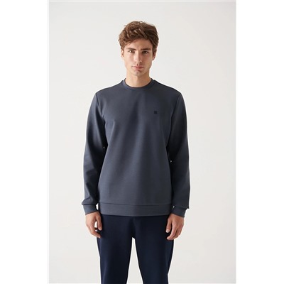 Avva Erkek Antrasit Bisiklet Yaka Esnek Yumuşak Doku Interlok Kumaş Standart Fit Normal Kesim Sweatshirt B001100
