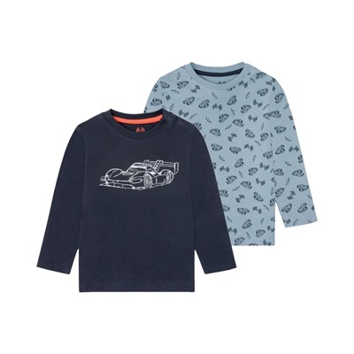 lupilu Kleinkinder Jungen Langarmshirts, 2 Stück, aus reiner Baumwolle