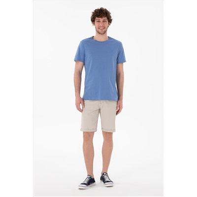 Erkek Regular Fit Bisiklet Yaka Koyu Mavi Basic Tişört