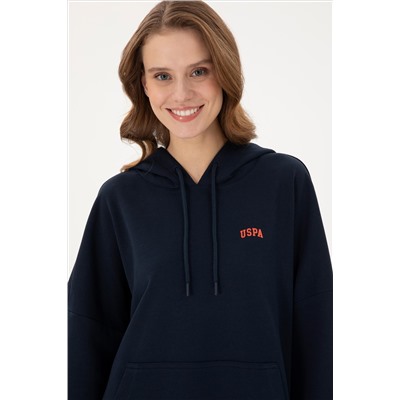 Kadın Lacivert Kapüşonlu Basic  Sweatshirt